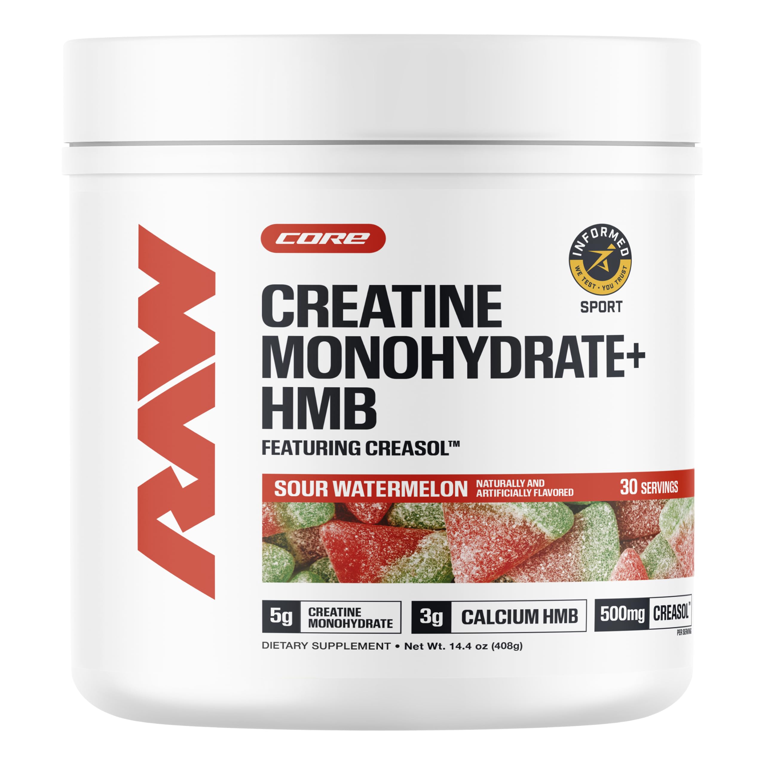 Amazon.com: RAW Creatine + HMB Powder, Sour Watermelon, 5g